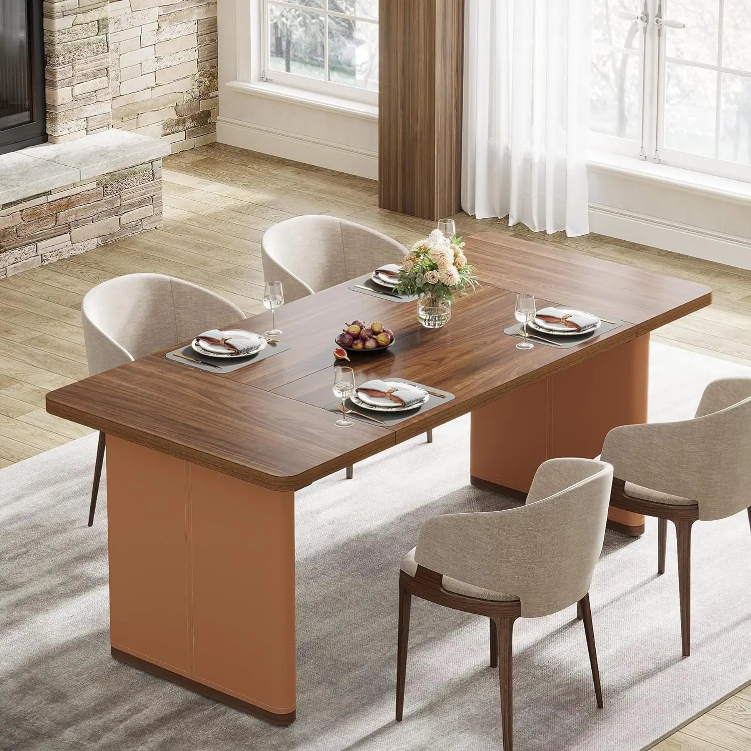 63 inch Rectangular Dining Table for 4-6 People,Large Dinner Table wit ...