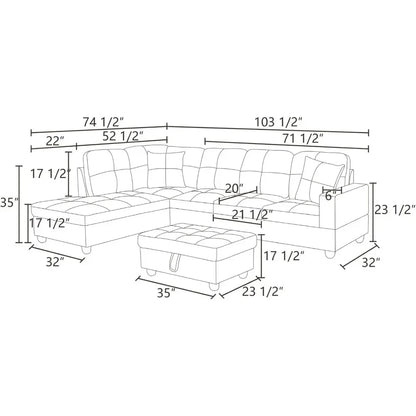 L Shaped Couch,  Sectional Couches for Living Room