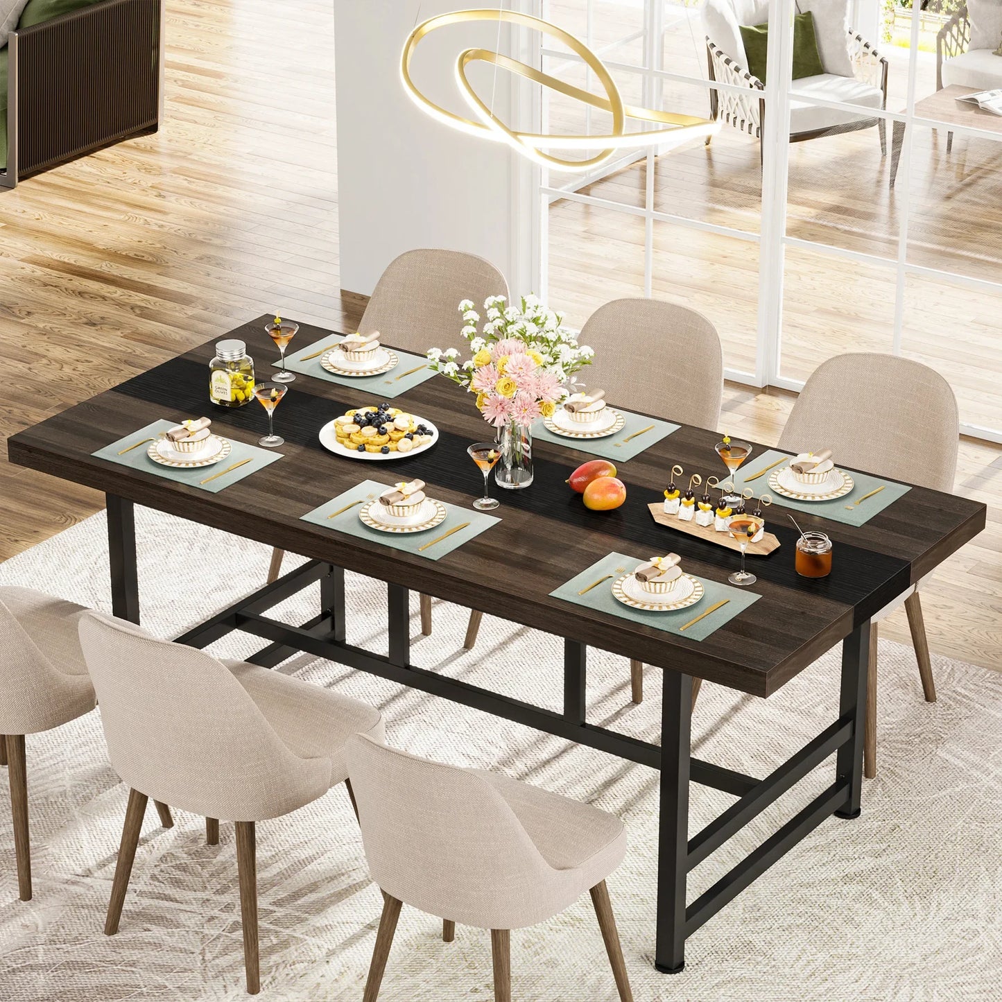 Tribesigns Wooden Dinning Table for 6 People, Rectangular Dinning Room Table