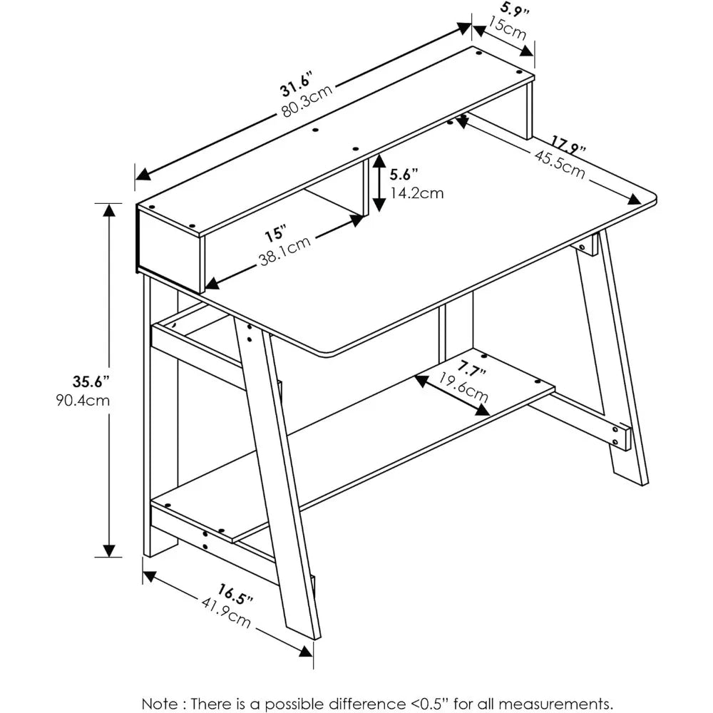 Simplistic A Frame Computer Desk, Black/French Oak Grey