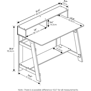 Simplistic A Frame Computer Desk, Black/French Oak Grey
