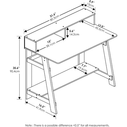 Simplistic A Frame Computer Desk, Black/French Oak Grey