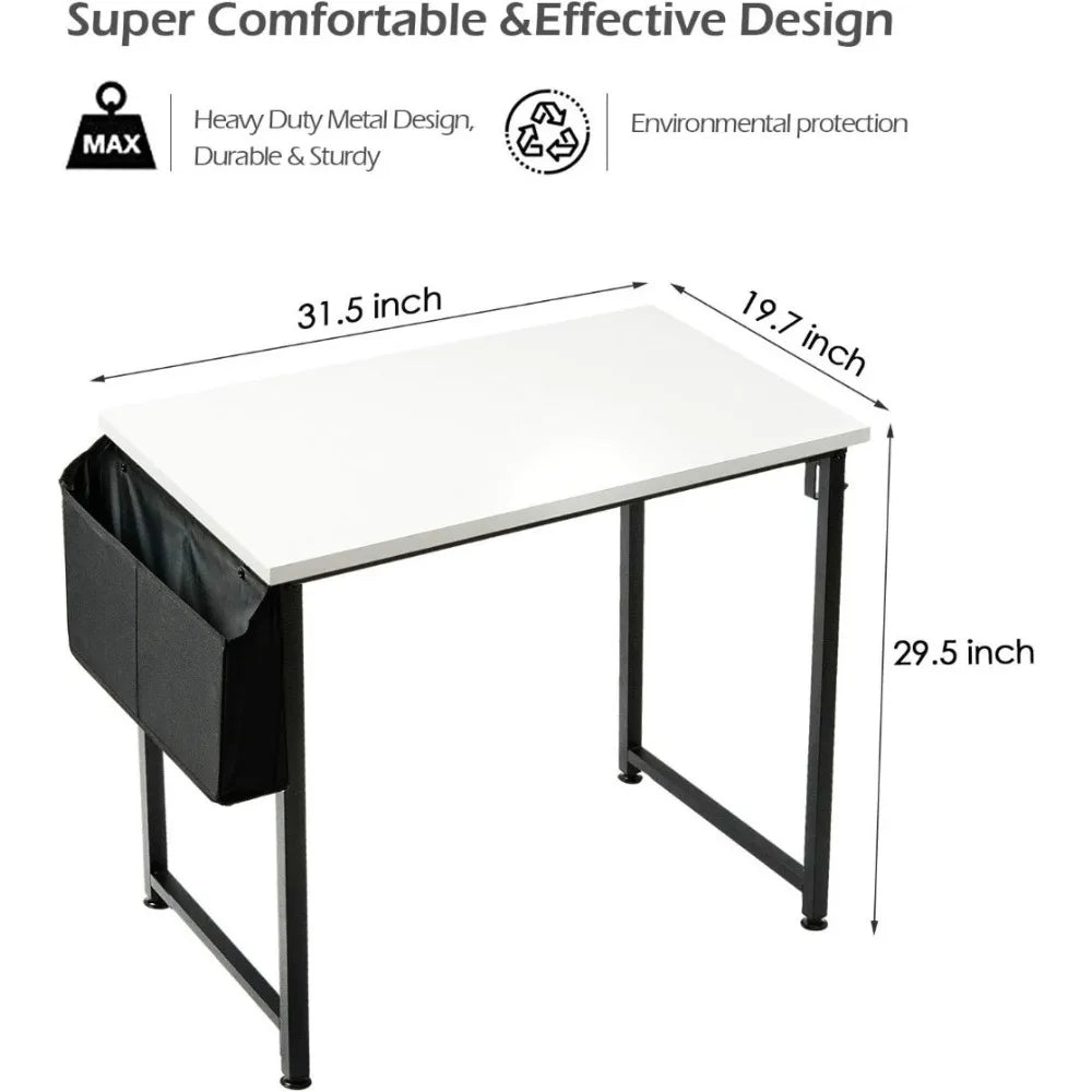 Small Computer Desk White Writing Table for Home Office Small Spaces 31 Inch