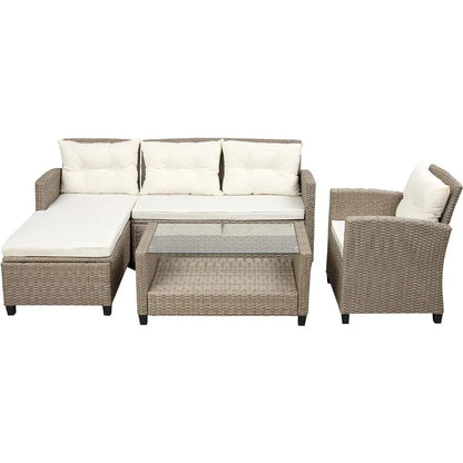 4 Piece 4 Pcs Furniture Set Outdoor Small Conversation All Weather