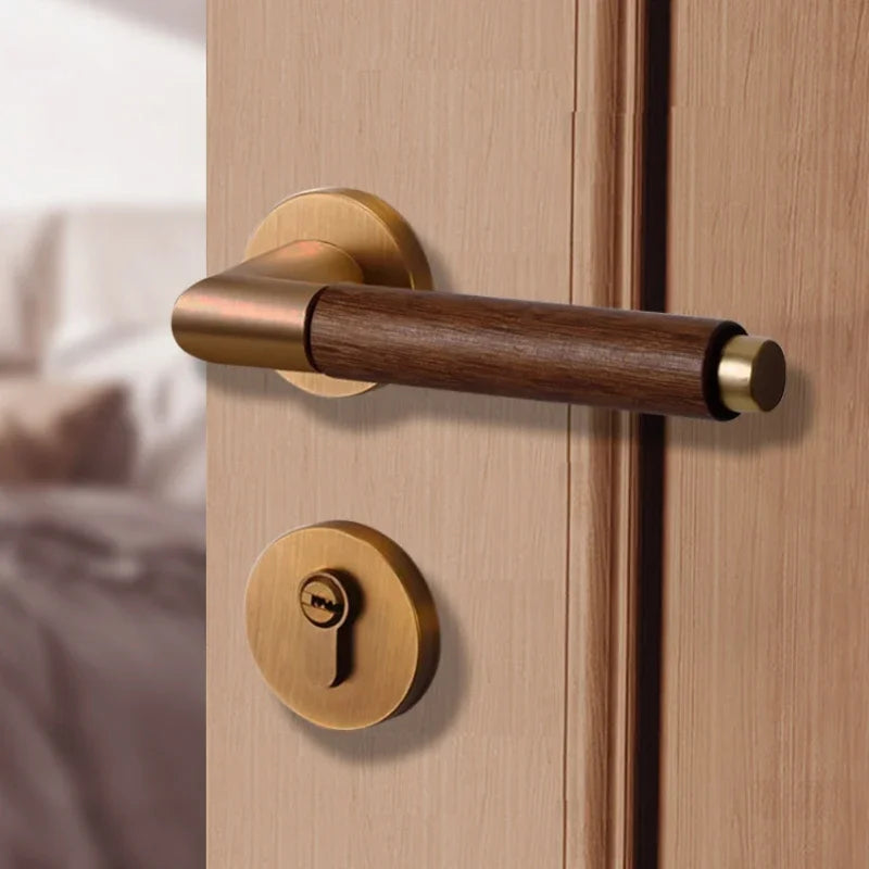 Silent Room Door Lock Bedroom,living Room Wooden Door Locks Household Door Lock Hardware Accessories Home Accessories with Key