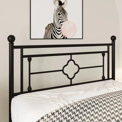 Metal Platform Bed Frame with Victorian Vintage Headboard and Footboard, Black