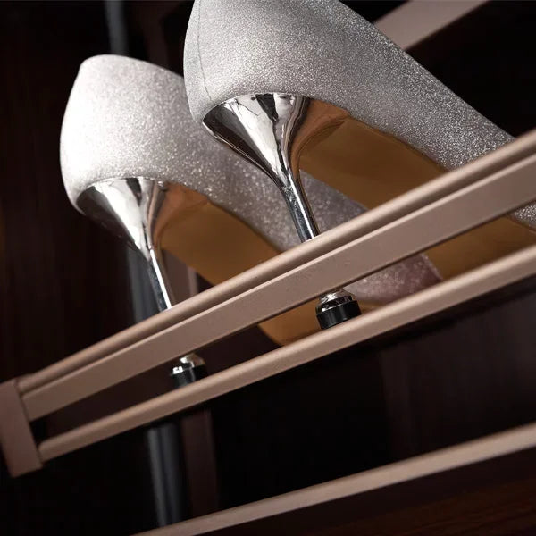 Wooden Cloakroom 360-degree Shoe Cabinet Shelf Swivel Multifunctional Telescopic Shoe Rack