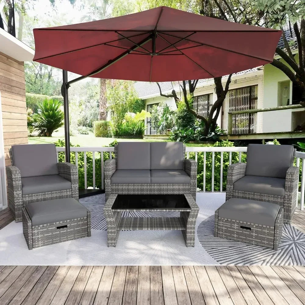 4 Piece Outdoor Patio Furniture Sets, Wicker Conversation Sets