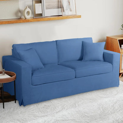 58 inch Loveseat Sofa, Fabric Small Modern Sofa with 2 Throw Pillows