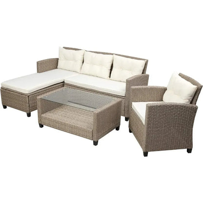 4 Piece 4 Pcs Furniture Set Outdoor Small Conversation All Weather