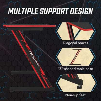 39" Gmaing Desk Computer Gaming Desk Z Shaped Gaming Workstation