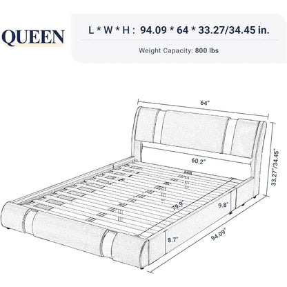 Bed Frame with Iron Plate Upholstery with Adjustable Headboard