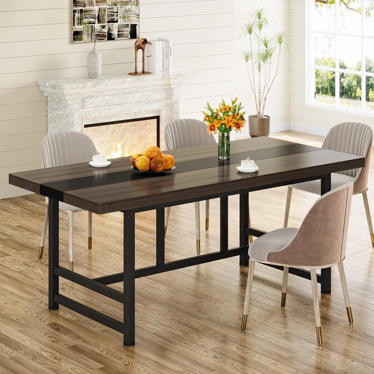 Tribesigns Wooden Dinning Table for 6 People, Rectangular Dinning Room Table