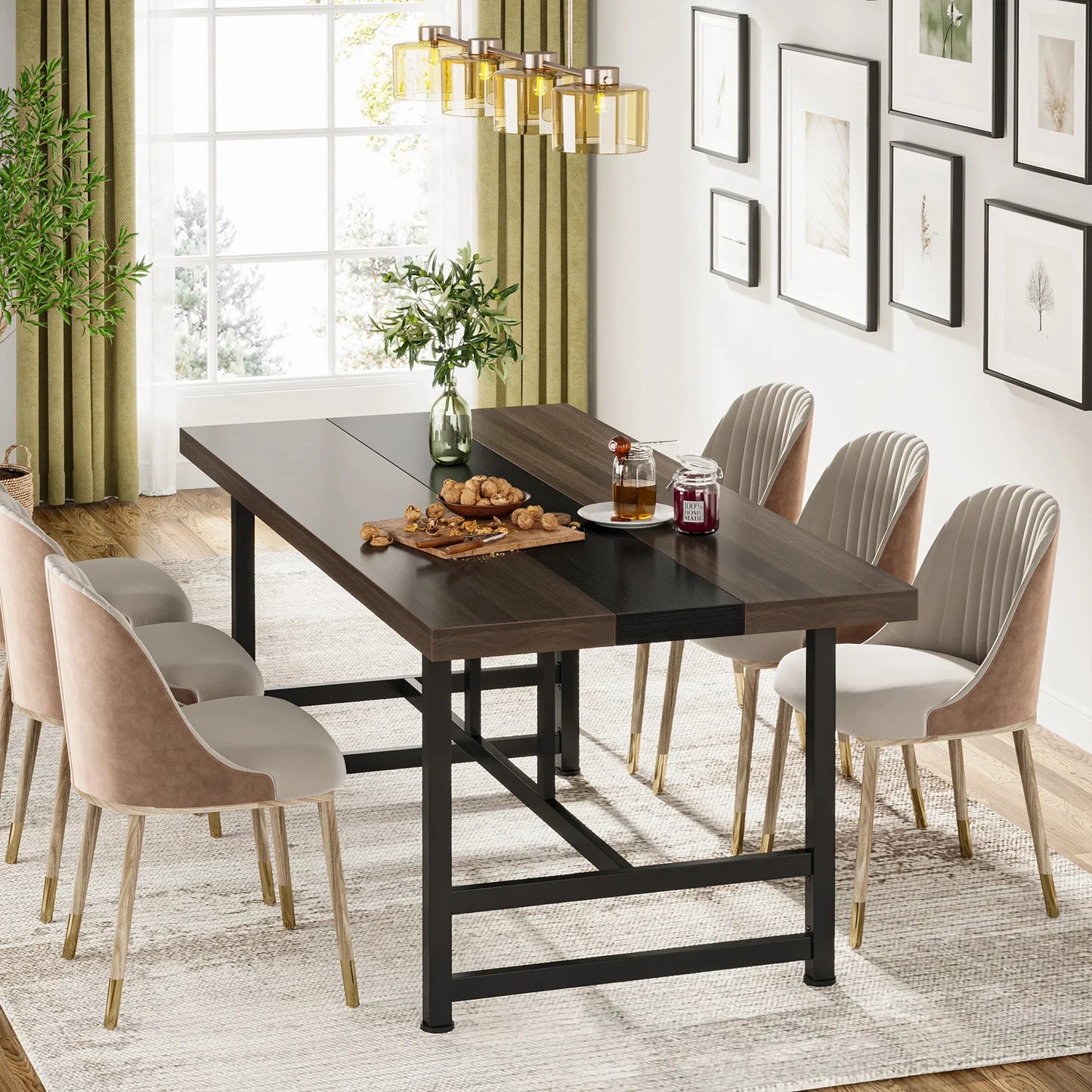 Tribesigns Wooden Dinning Table for 6 People, Rectangular Dinning Room Table