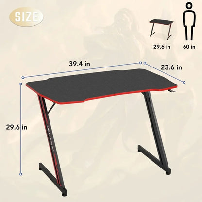 39" Gmaing Desk Computer Gaming Desk Z Shaped Gaming Workstation