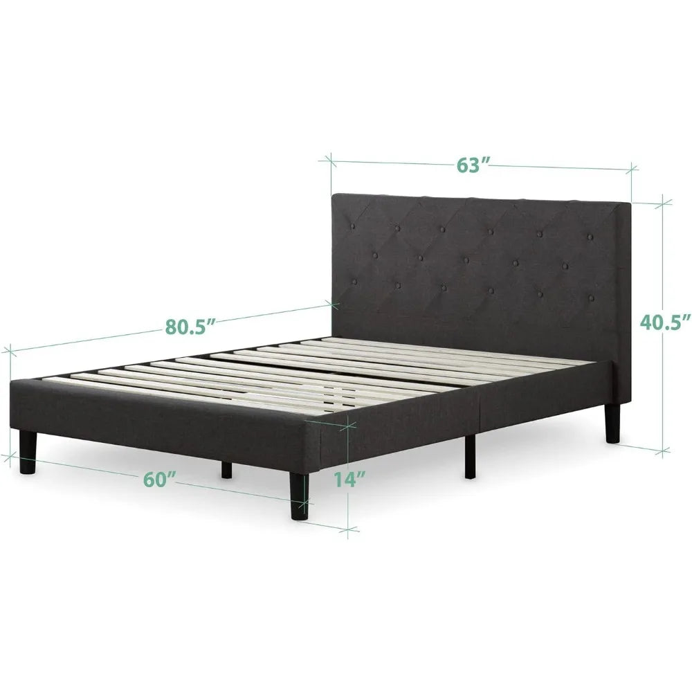 Shalini Upholstered Platform Bed Frame / Mattress Foundation / Wood Slat Support