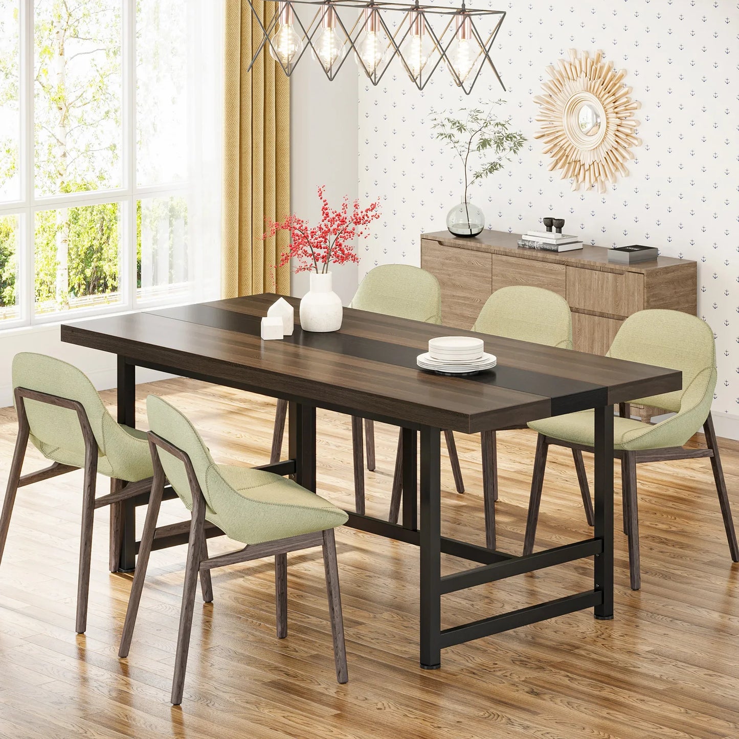 Tribesigns Wooden Dinning Table for 6 People, Rectangular Dinning Room Table