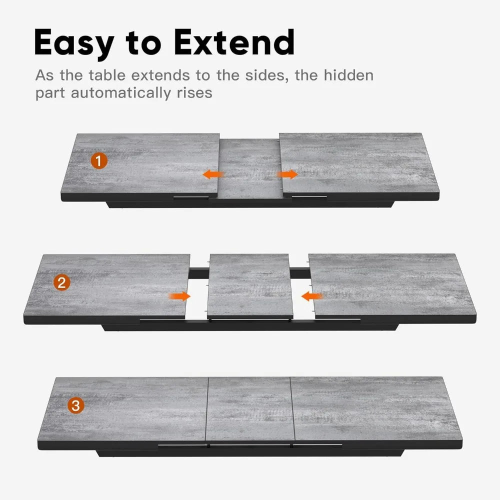 Dining Room Table  Extendable 75” Kitchen Set Furniture Grey Dinning Table