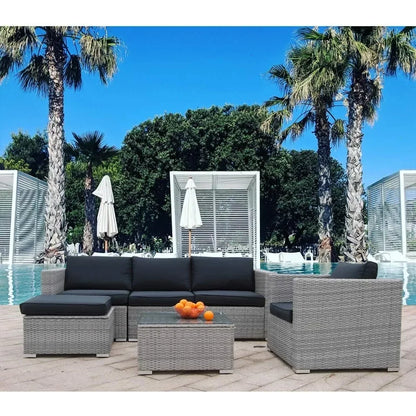 Furniture Set PE Gray Rattan Wicker Sectional Outdoor Sofa Set Outside Couch