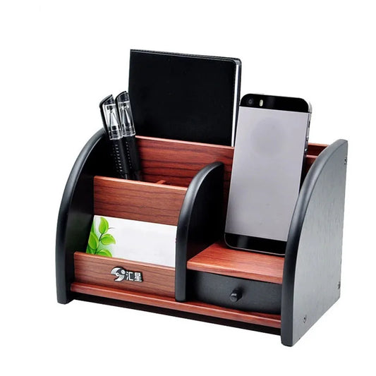 Wooden High-grade multifunctional Desk Stationery Organizer Storage Box