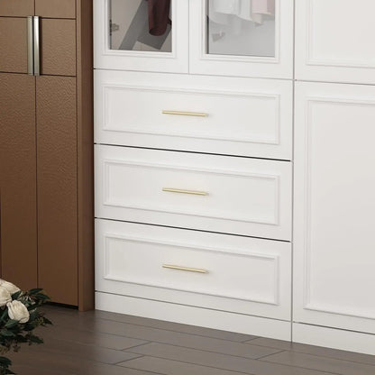 Extra Wide Wardrobe Armoire with 2/4/8 Doors,Drawers,Storage Shelves & Hanging Rods