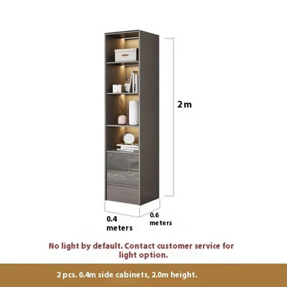 Light Luxury Minimalist Eco-friendly Glossy Wooden Wardrobe Five or Six Door Large Rental Cabinet for Home Bedroom