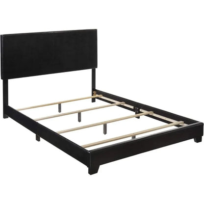 Upholstered Panel Bed in Black King Size Bed Frame Queen Bedroom Furniture Home