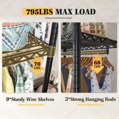 Clothes Rack Heavy Duty Clothing Rack Load 795LBS Clothing Racks