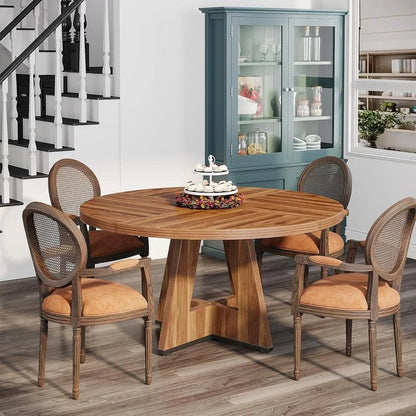 Xiangyang 47 Inch Round Dining Table for 4, Wood Kitchen Dinning Table, Only Table