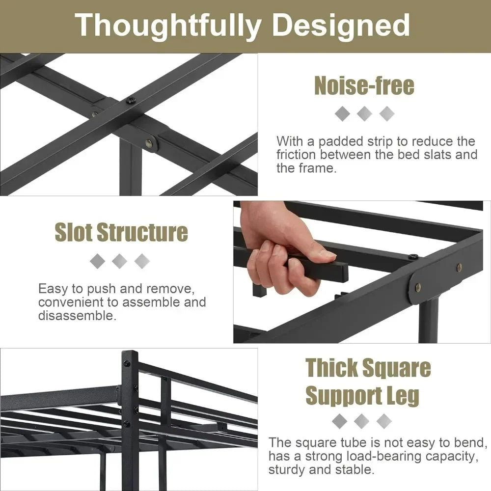 Full Size Bed Frame with Headboard, Heavy beds Platform Steel Slats Support