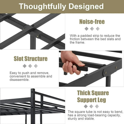 Full Size Bed Frame with Headboard, Heavy beds Platform Steel Slats Support