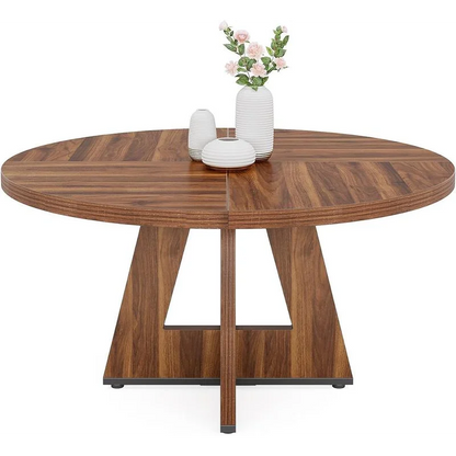 Xiangyang 47 Inch Round Dining Table for 4, Wood Kitchen Dinning Table, Only Table