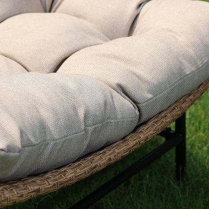 Rattan Outdoor Papasan Chair Set of 2, Premium Olefin Thick Cushion