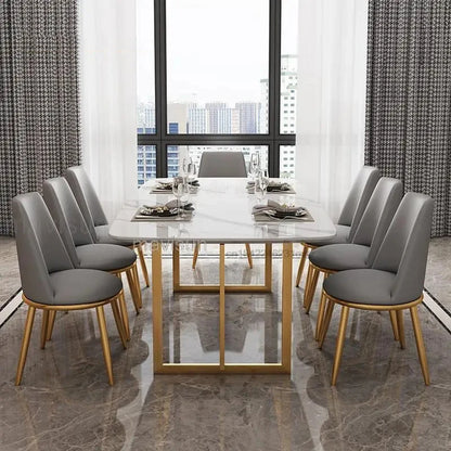 Kitchen High Quality Dining Tables Room Luxury Italian-Style Glossy Marble Rectangle