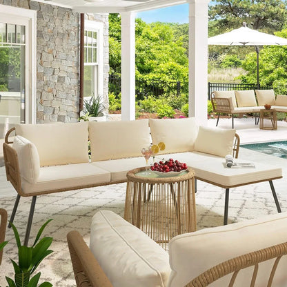 3 Pieces Patio Furniture Set, Outdoor Wicker Conversation