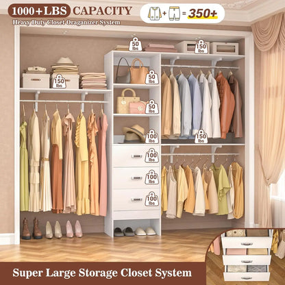 Adjustable Metal Wire Shelving, Expandable Organization System,Wardrobe Closet for Home